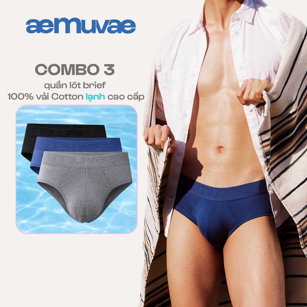 Combo 3 Quần Lót Nam Brief Cotton